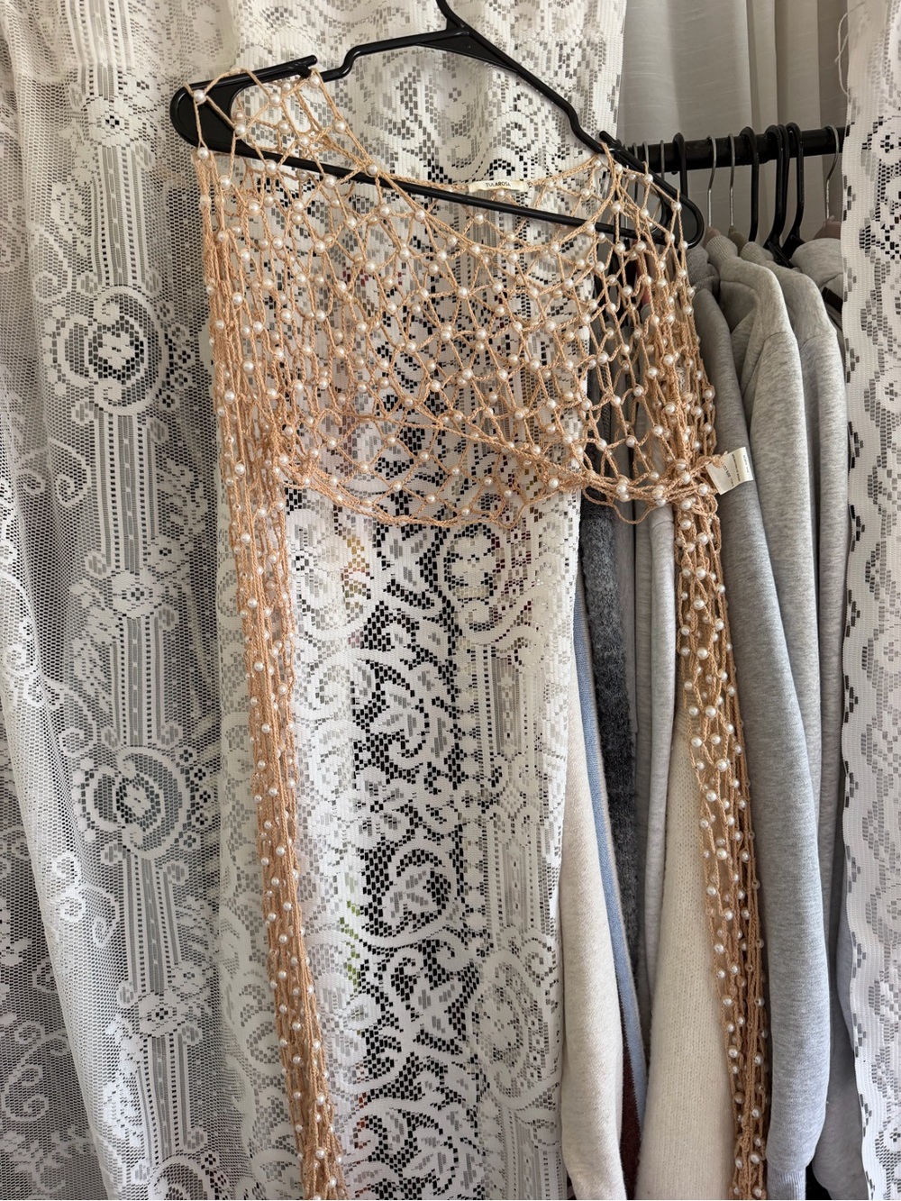 REVOLVE Beaded Mesh Bikini Cover Up Top And Wrap Skirt